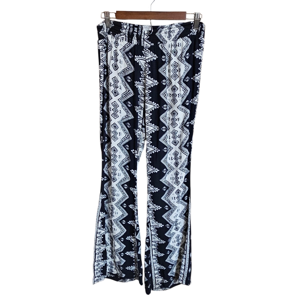 Billabong Black and White Patterned Flare Pants
